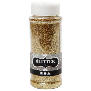 pullo kultaista glitteriä